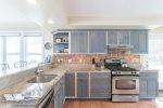 Custom cabinets in a pale blue